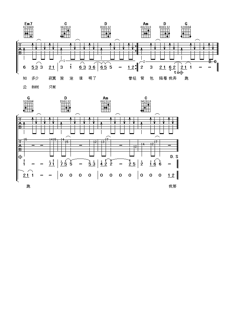 背包吉他谱 G调扫弦版-阿潘音乐工场编配-苏有朋插图4
